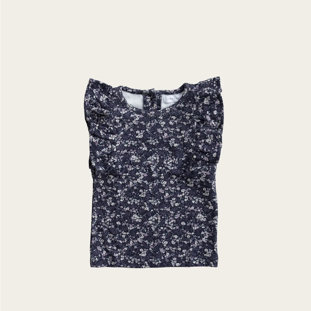 Jamie Kay Organic Cotton Frill Singlet - Size 4 - Blueberry Floral